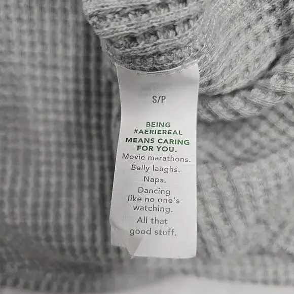 Aerie Womens Lumber Jane Waffle Shirt Shacket S Button Down Oversized Gray Cozy - Picture 6 of 7